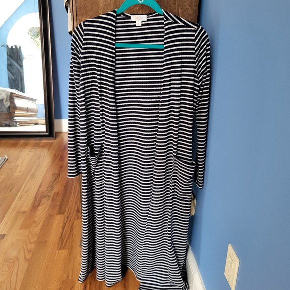 LuLaroe Sarah - Small - lightly used - Navy and white stipes - Picture 1 of 3